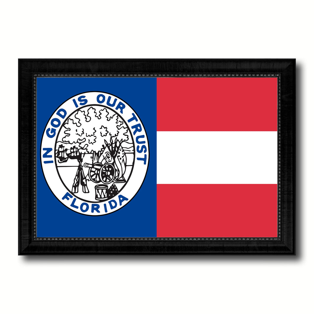 Civil War Florida Military Flag Canvas Print Black Picture Frame Gifts Home Decor Wall Art
