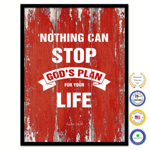 Nothing can stop God's plan for your life - Isaiah 14:27 Bible Verse Scripture Quote Red Canvas Print with Picture Frame
