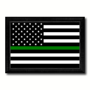 Thin Green Line Support Border Patrol American USA Flag Canvas Print Black Picture Frame Gifts Home Decor Wall Art