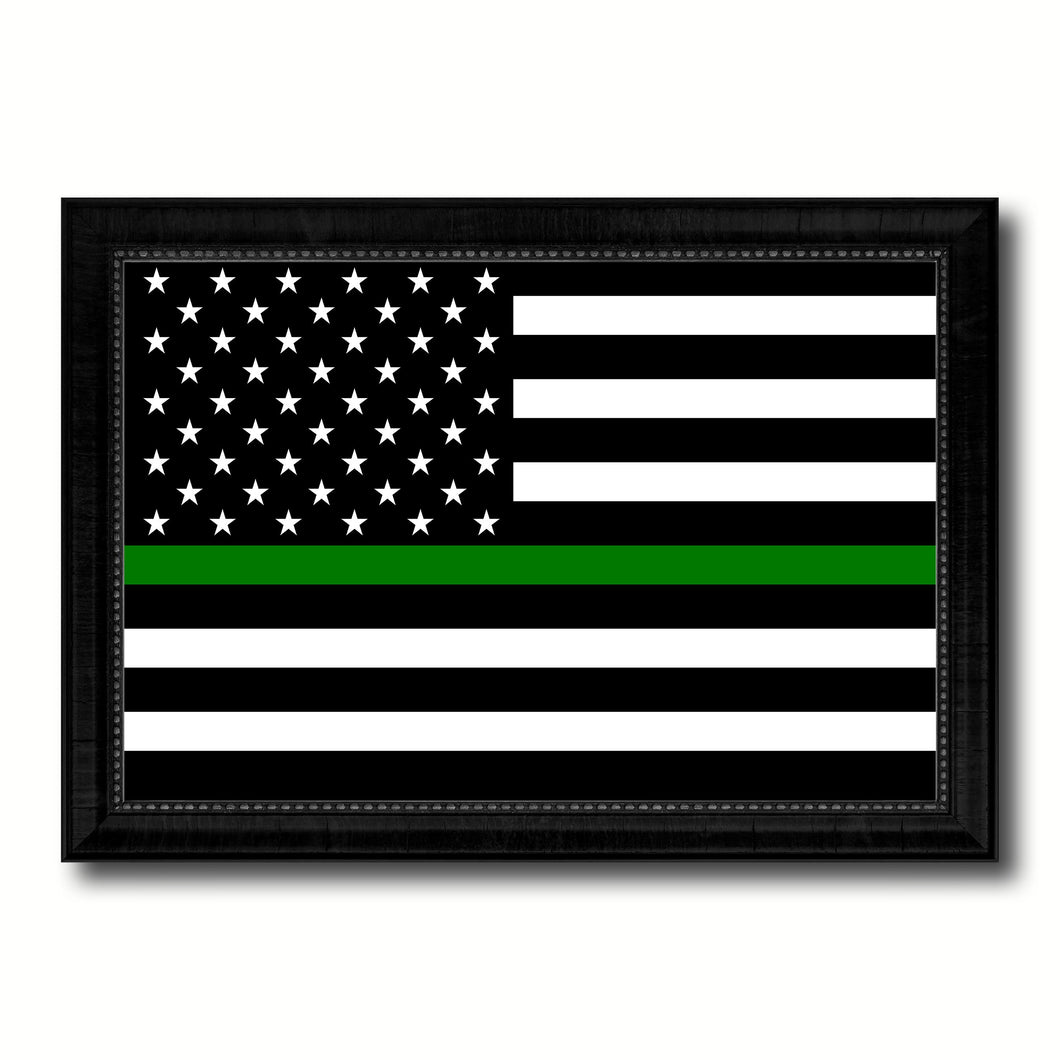 Thin Green Line Support Border Patrol American USA Flag Canvas Print Black Picture Frame Gifts Home Decor Wall Art