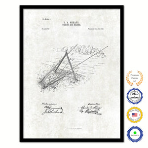 1890 Fishing Rod Holder Vintage Patent Artwork Black Framed Canvas Print Home Office Decor Great for Fisherman Cabin Lake House