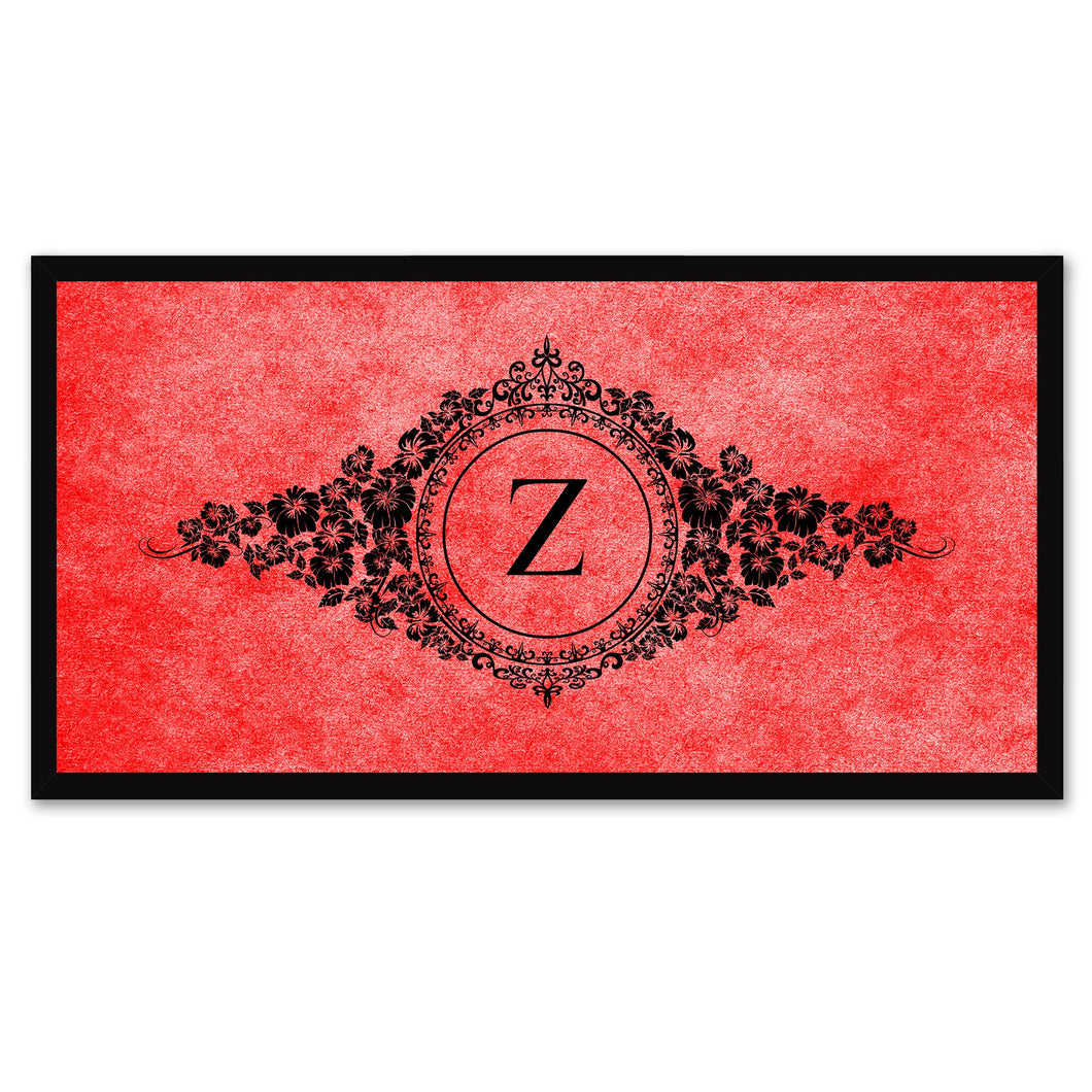 Alphabet Letter Z Red Canvas Print, Black Custom Frame