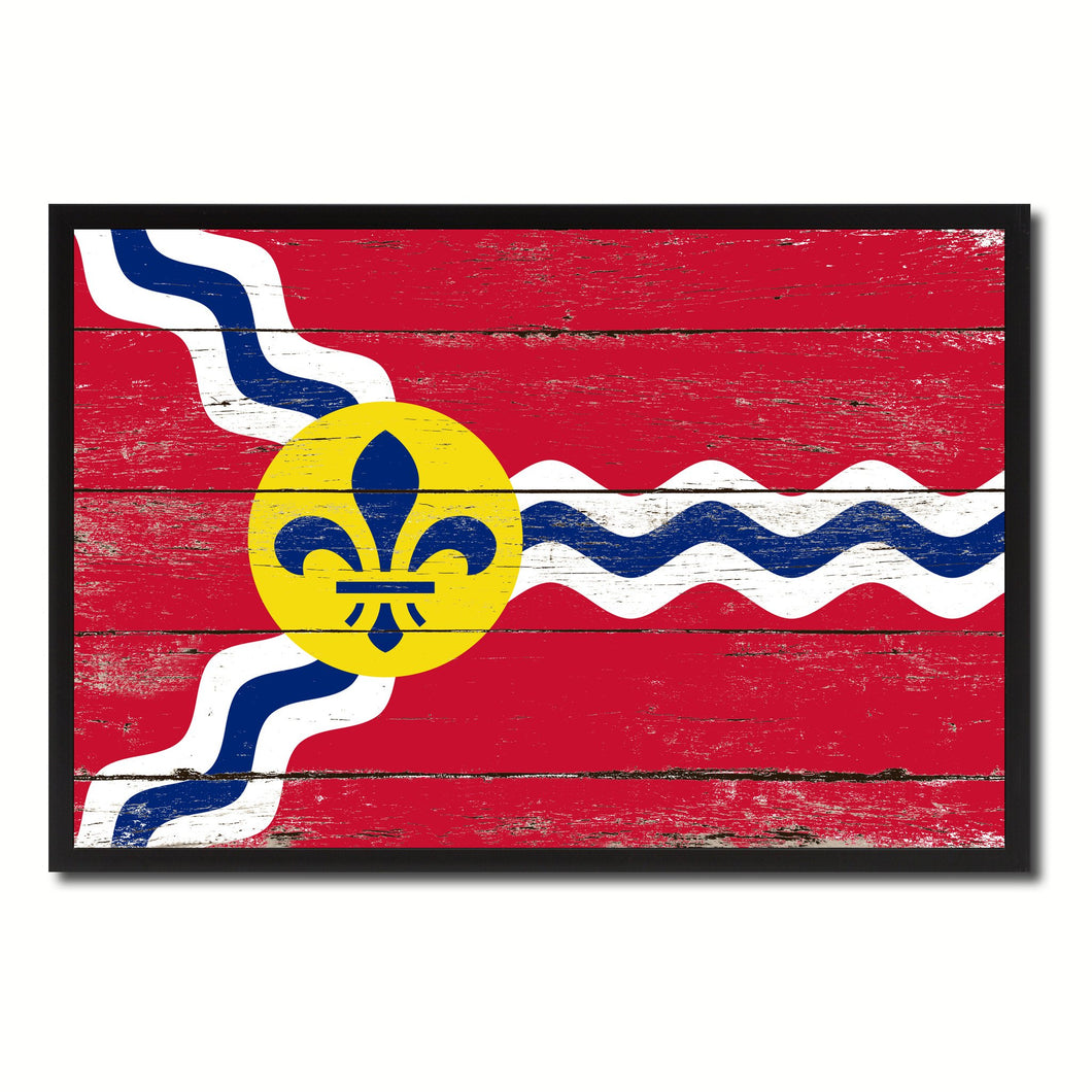 St Louis City Missouri State Flag Vintage Canvas Print with Black Picture Frame Home Decor Wall Art Collectible Decoration Artwork Gifts