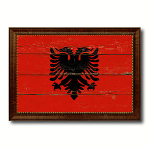 Albania Country Flag Vintage Canvas Print with Brown Picture Frame Home Decor Gifts Wall Art Decoration Artwork