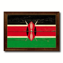 Load image into Gallery viewer, Kenya Country Flag Vintage Canvas Print with Brown Picture Frame Home Decor Gifts Wall Art Decoration Artwork
