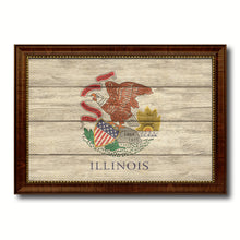Load image into Gallery viewer, Illinois State Flag Texture Canvas Print with Brown Picture Frame Gifts Home Decor Wall Art Collectible Decoration

