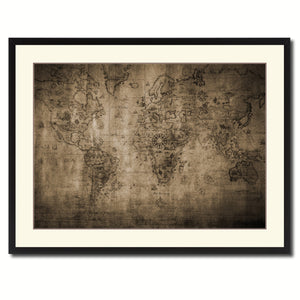 World Vintage Sepia Map Canvas Print, Picture Frame Gifts Home Decor Wall Art Decoration