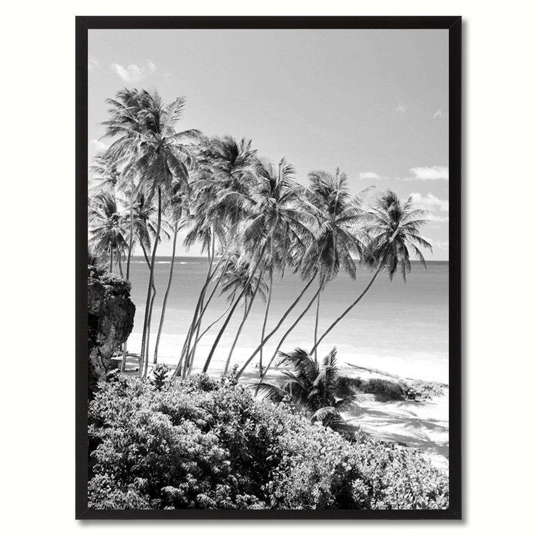 Palm Tree BW Landscape Photo Canvas Print Pictures Frames Home Décor Wall Art Gifts