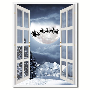 Santa Claus Picture 3D French Window Canvas Print Gifts Home Decor Wall Frames