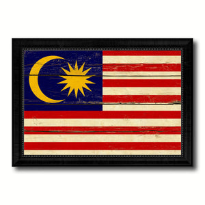 Malaysia Country Flag Vintage Canvas Print with Black Picture Frame Home Decor Gifts Wall Art Decoration Artwork