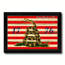 Load image into Gallery viewer, First Navy Jack Don&#39;t Tread On Me 1776 Tea Party Military Flag Vintage Canvas Print with Black Picture Frame Home Decor Wall Art Decoration Gift Ideas
