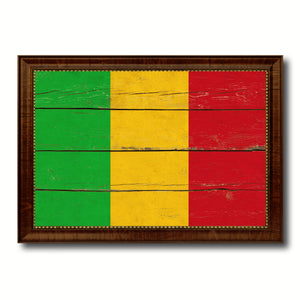 Mali Country Flag Vintage Canvas Print with Brown Picture Frame Home Decor Gifts Wall Art Decoration Artwork