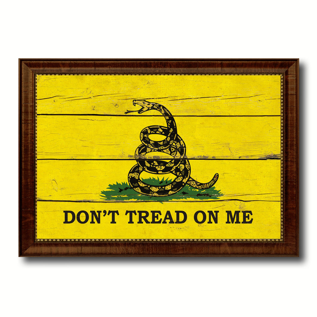 Don't Tread on Me Military Flag Vintage Canvas Print with Brown Picture Frame Gifts Ideas Home Decor Wall Art Decoration