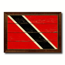 Load image into Gallery viewer, Trinidad &amp; Tobago Country Flag Vintage Canvas Print with Brown Picture Frame Home Decor Gifts Wall Art Decoration Artwork
