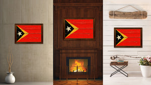 East Timor Country Flag Vintage Canvas Print with Brown Picture Frame Home Decor Gifts Wall Art Decoration Artwork