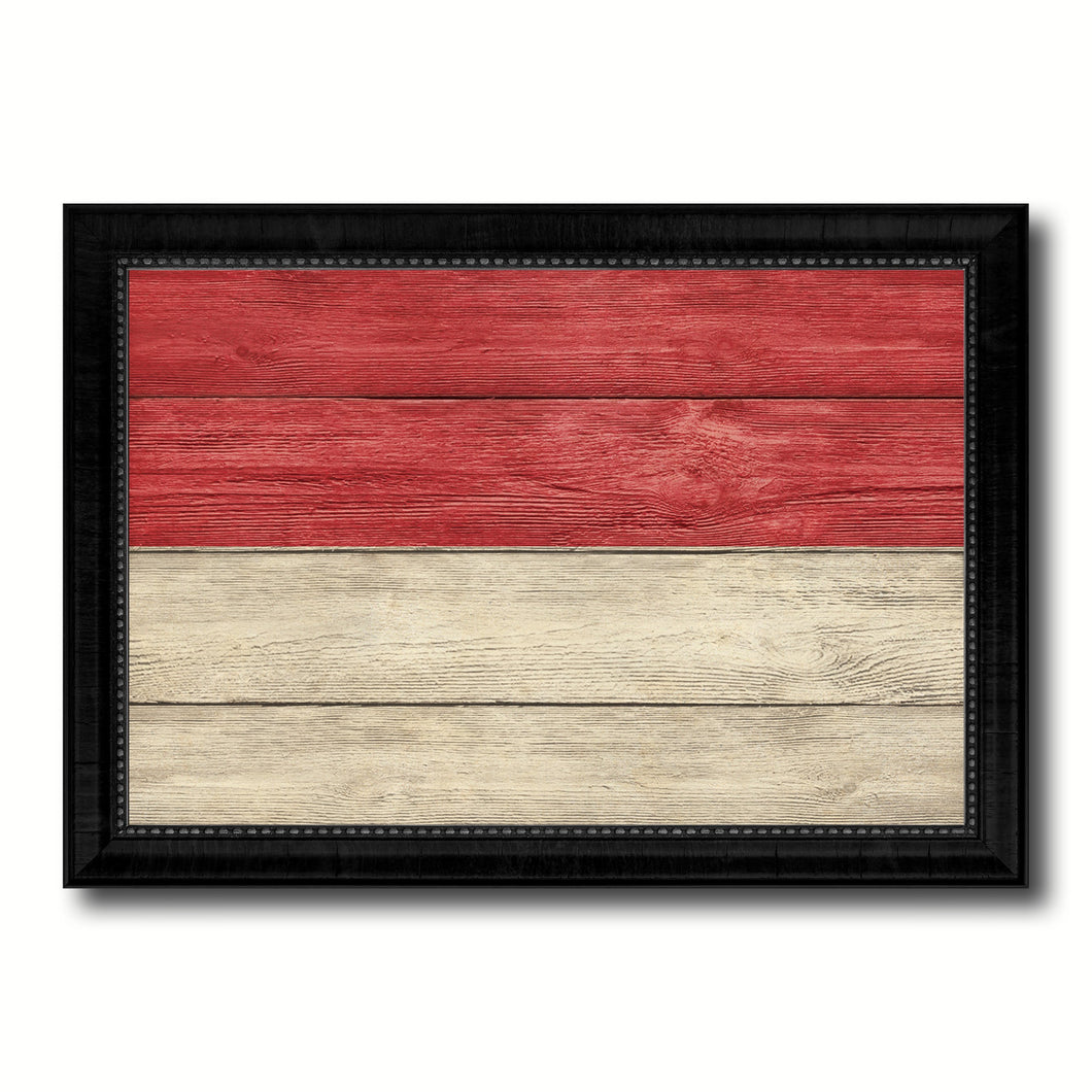 Indonesia Country Flag Texture Canvas Print with Black Picture Frame Home Decor Wall Art Decoration Collection Gift Ideas