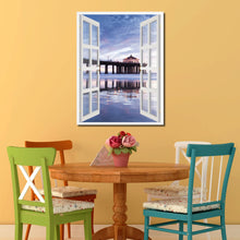 Load image into Gallery viewer, Manhattan Beach California Sunset View Picture French Window Canvas Print with Frame Gifts Home Decor Wall Art Collection

