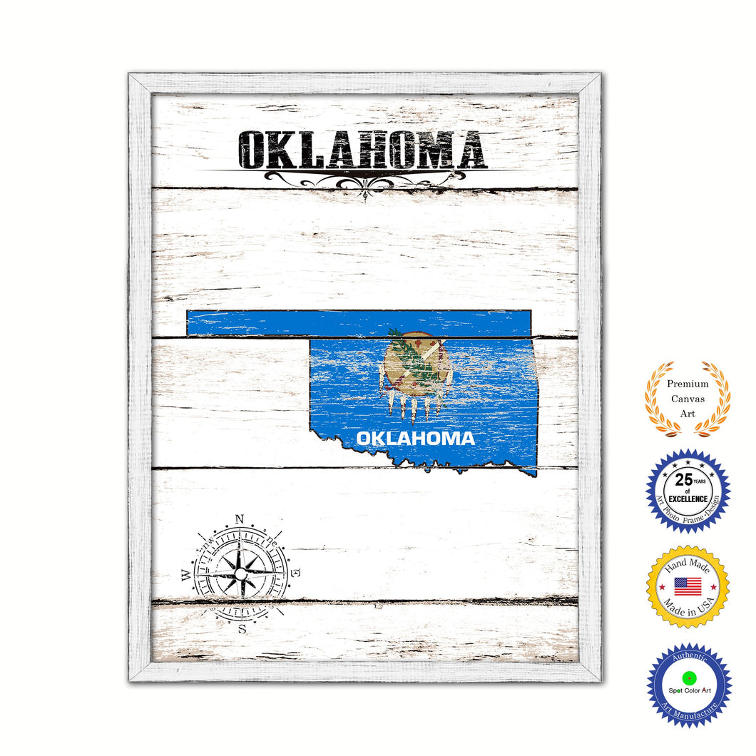 Oklahoma Flag Gifts Home Decor Wall Art Canvas Print with Custom Picture Frame