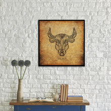 Load image into Gallery viewer, Zodiac Taurus Horoscope Brown Canvas Print, Black Picture Frame Gifts Home Decor Wall Art Decoration
