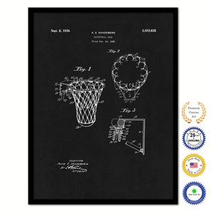1936 Basketball Goal Old Patent Art Print on Canvas Custom Framed Vintage Home Decor Wall Decoration Great for Gifts