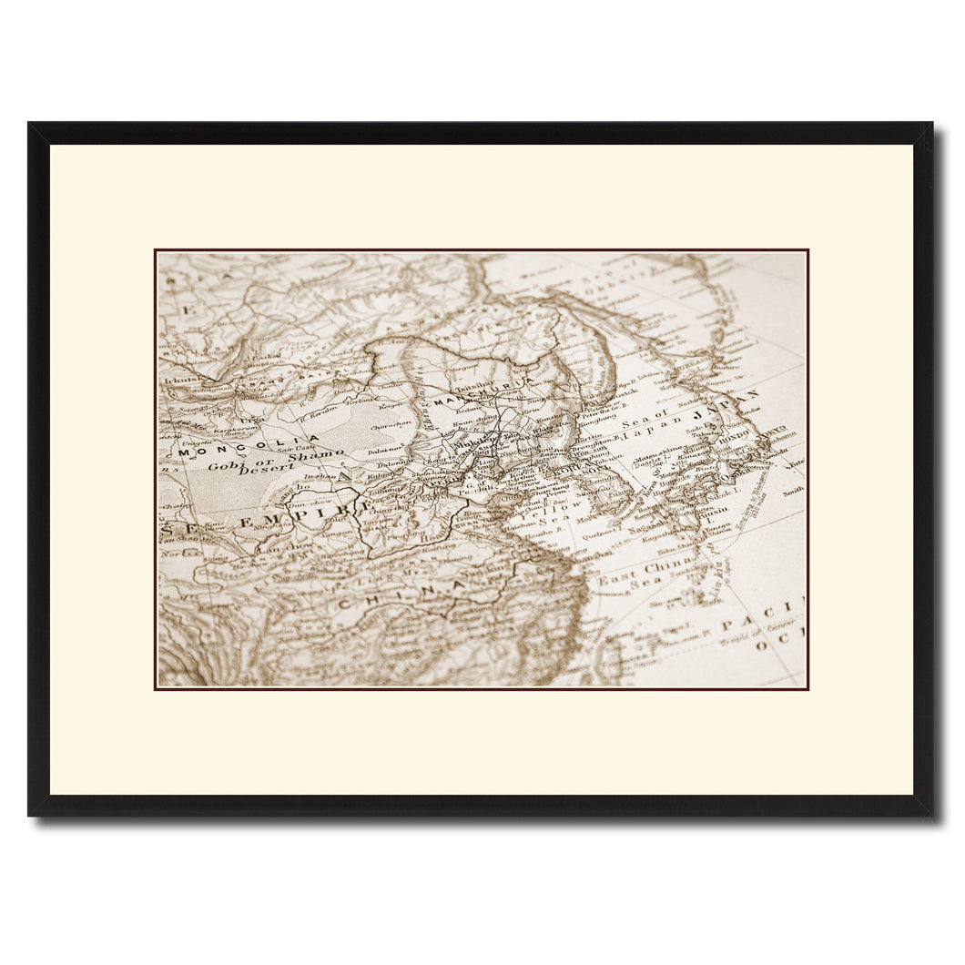 Europe  Asia Vintage Sepia Map Canvas Print, Picture Frame Gifts Home Decor Wall Art Decoration