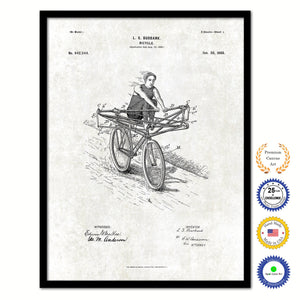 1900 Bicycle Old Patent Art Print on Canvas Custom Framed Vintage Home Decor Wall Decoration Great for Gifts