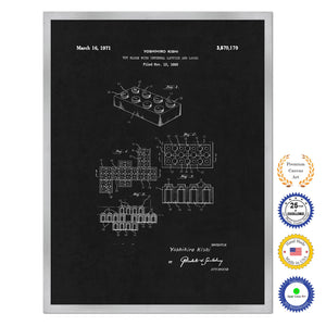 1971 Legos Block Old Patent Art Print on Canvas Custom Framed Vintage Home Decor Wall Decoration Great for Gifts