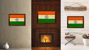 India Country Flag Vintage Canvas Print with Brown Picture Frame Home Decor Gifts Wall Art Decoration Artwork