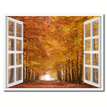 Load image into Gallery viewer, Autumn Trees Red Leaves Picture French Window Framed Canvas Print Home Decor Wall Art Collection
