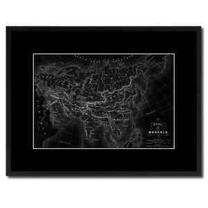 Mongolian Empire Asia Vintage Monochrome Map Canvas Print, Gifts Picture Frames Home Decor Wall Art