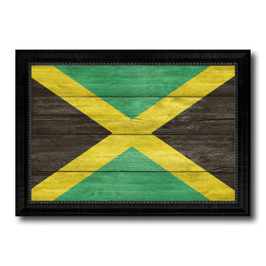 Jamaica Country Flag Texture Canvas Print with Black Picture Frame Home Decor Wall Art Decoration Collection Gift Ideas