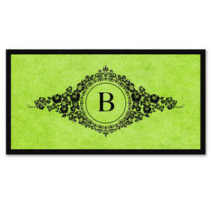 Alphabet Letter B Green Canvas Print, Black Custom Frame