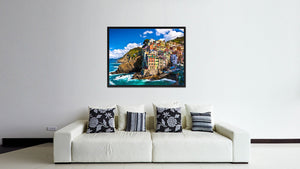 Riomaggiore Fisherman Village Landscape Photo Canvas Print Pictures Frames Home Décor Wall Art Gifts