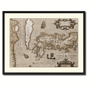 Japan Vintage Sepia Map Canvas Print, Picture Frame Gifts Home Decor Wall Art Decoration