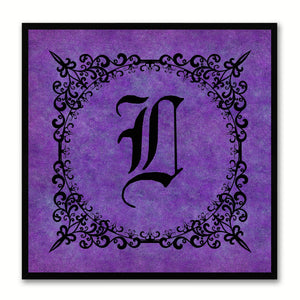 Alphabet L Purple Canvas Print Black Frame Kids Bedroom Wall Décor Home Art