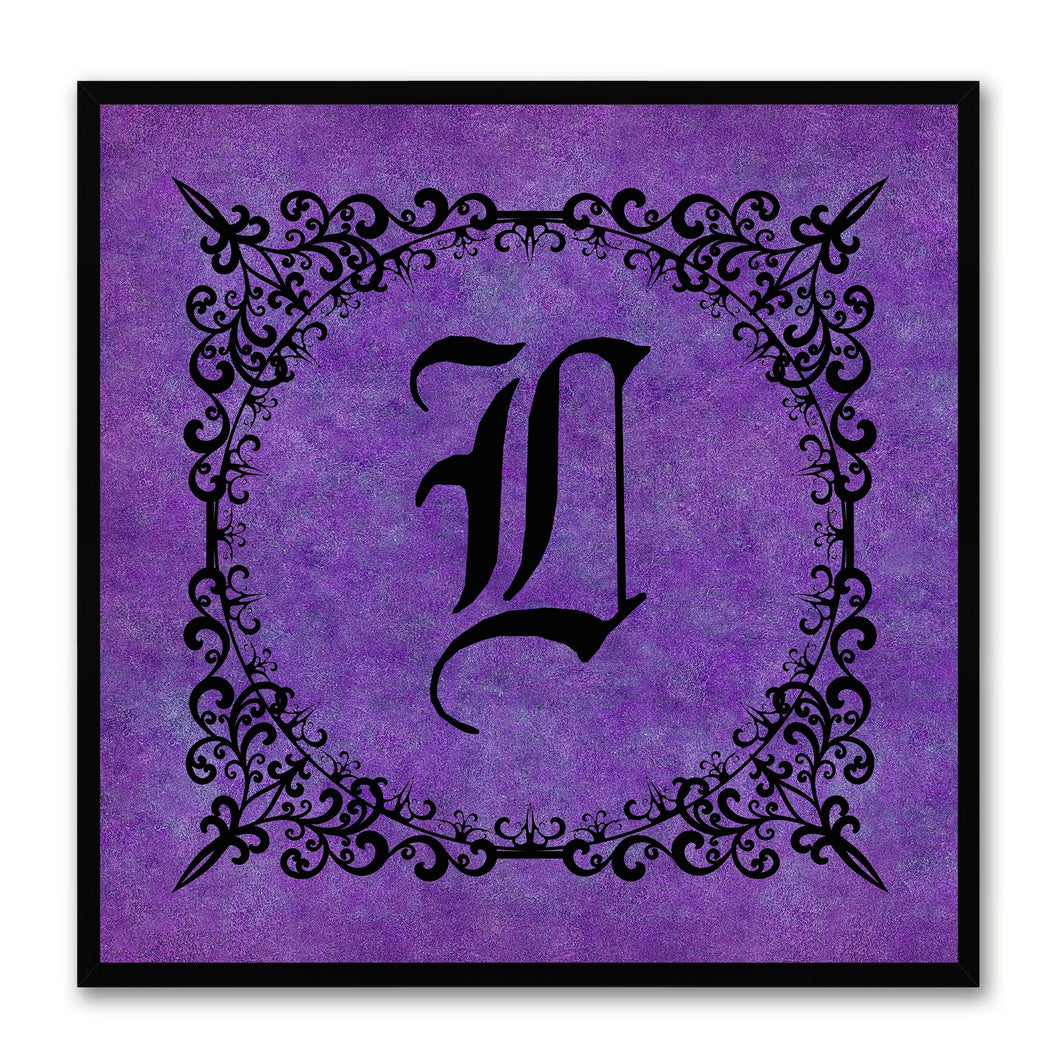 Alphabet L Purple Canvas Print Black Frame Kids Bedroom Wall Décor Home Art