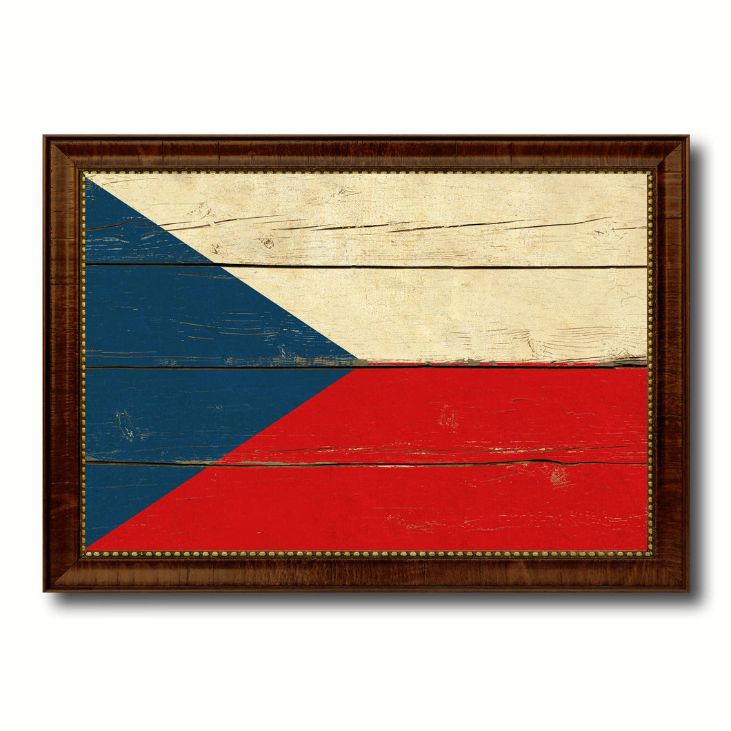 Czech Republic Country Flag Vintage Canvas Print with Brown Picture Frame Home Decor Gifts Wall Art Decoration Artwork