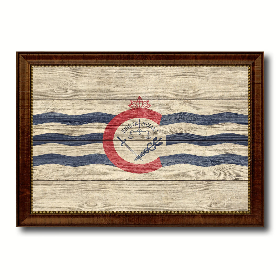 Cincinnati City Ohio State Texture Flag Canvas Print Brown Picture Frame