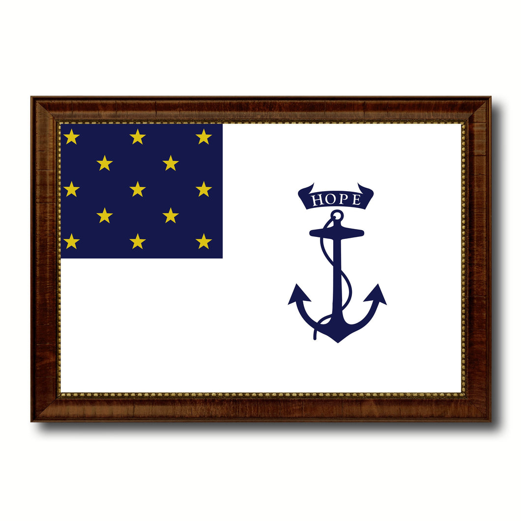 Valley Forge 1st Rhode Island Regiment Military Flag Canvas Print with Brown Picture Frame Home Decor Wall Art Gift Ideas