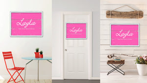Layla Name Plate White Wash Wood Frame Canvas Print Boutique Cottage Decor Shabby Chic