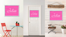 Load image into Gallery viewer, Julia Name Plate White Wash Wood Frame Canvas Print Boutique Cottage Decor Shabby Chic
