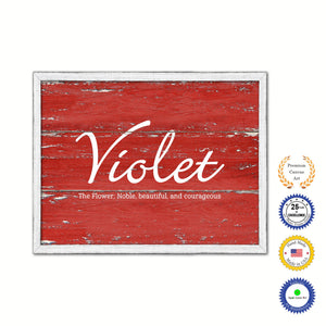 Violet Name Plate White Wash Wood Frame Canvas Print Boutique Cottage Decor Shabby Chic