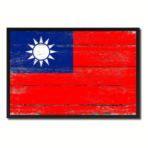 Taiwan Country National Flag Vintage Canvas Print with Picture Frame Home Decor Wall Art Collection Gift Ideas