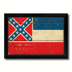 Mississippi State Vintage Flag Canvas Print with Black Picture Frame Home Decor Man Cave Wall Art Collectible Decoration Artwork Gifts