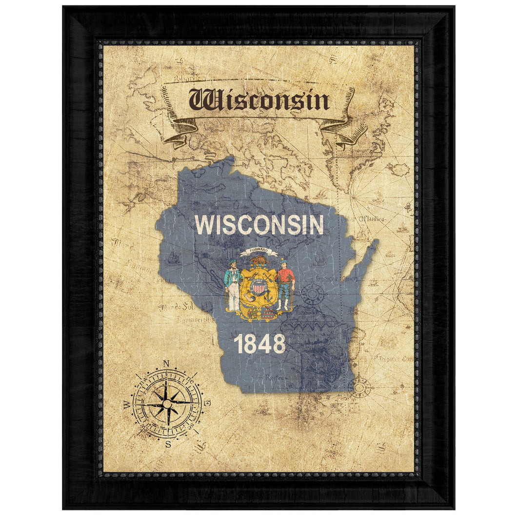 Wisconsin State Vintage Map Gifts Home Decor Wall Art Office Decoration