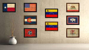 Venezuela Country Flag Vintage Canvas Print with Brown Picture Frame Home Decor Gifts Wall Art Decoration Artwork