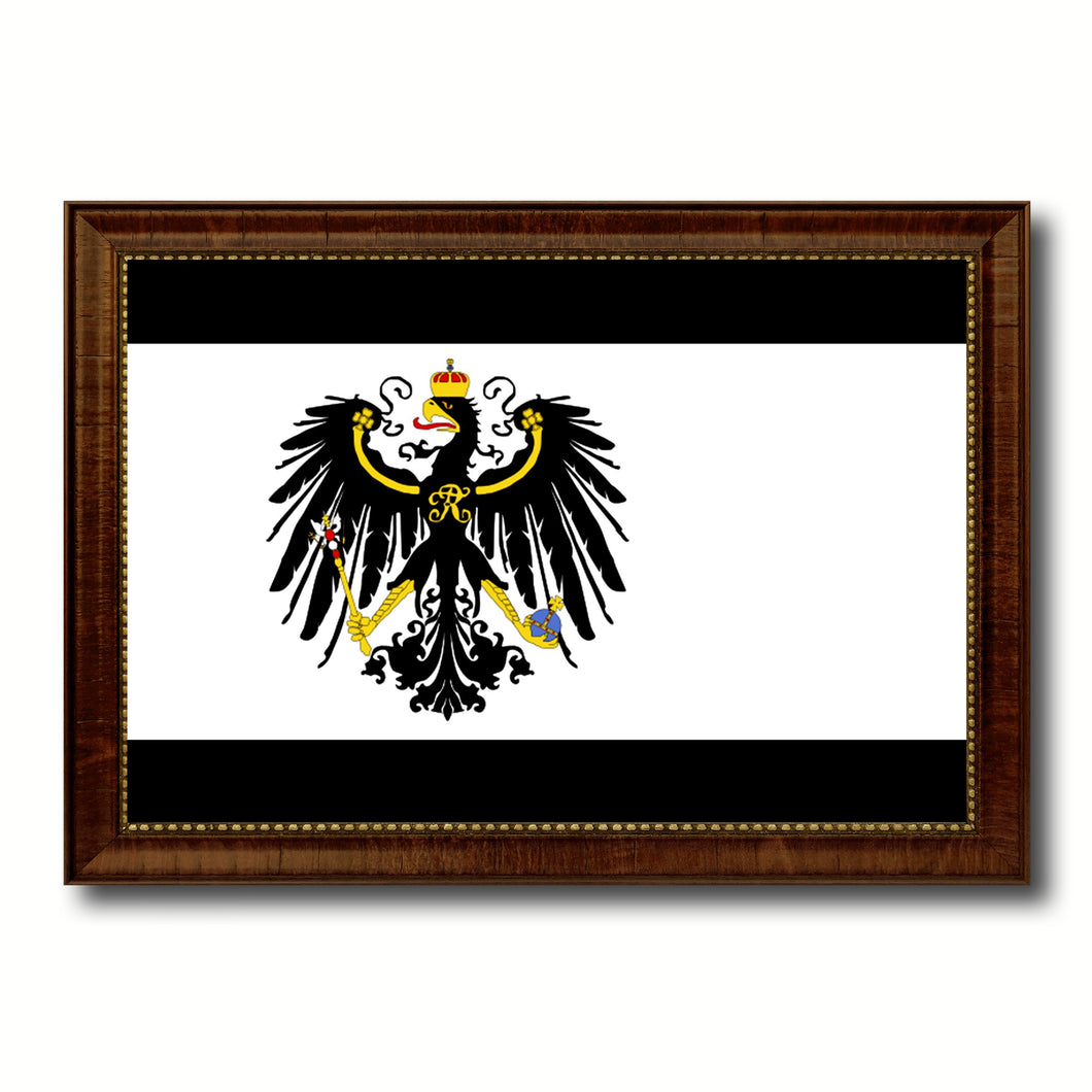 Kingdom of Prussia Germany Historical Flag Canvas Print with Brown Picture Frame Home Decor Wall Art Gift Ideas