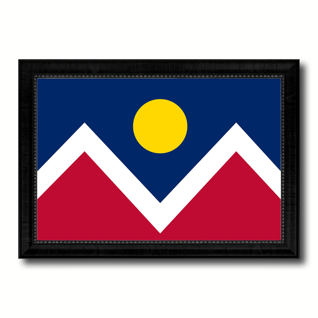 Denver City Colorado State Flag Canvas Print Black Picture Frame