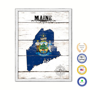 Maine Flag Gifts Home Decor Wall Art Canvas Print with Custom Picture Frame