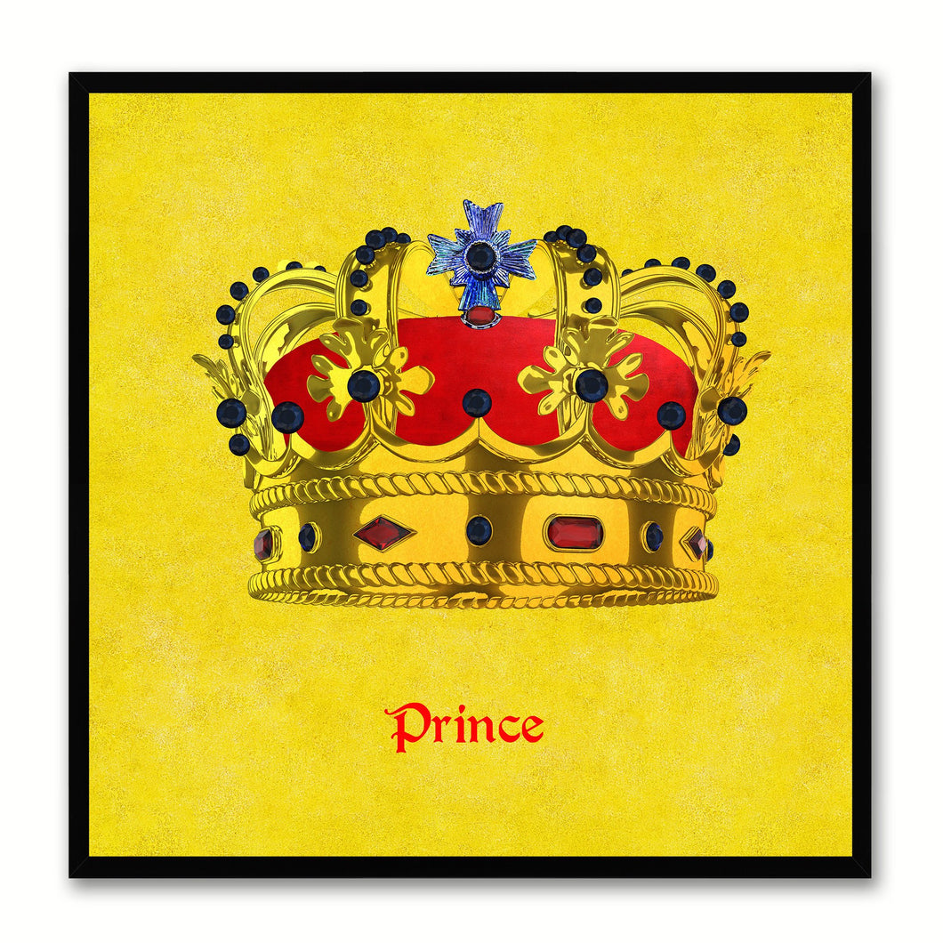 Prince Yellow Canvas Print Black Frame Kids Bedroom Wall Home Décor
